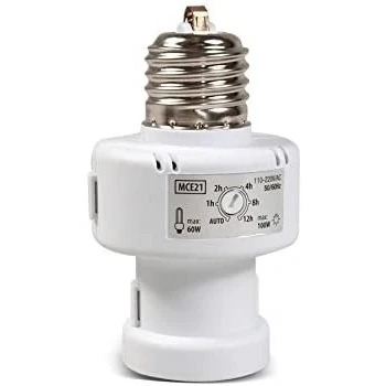 Afbeelding van Schemer schakelaar + timer E27 fitting Wit