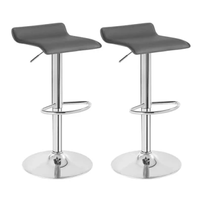 Afbeelding van WOLTU BH11gr 2 Barkrukken Set van in hoogte verstelbaar en 360 draaibaar,Barstoelen Grijs Kunstleer