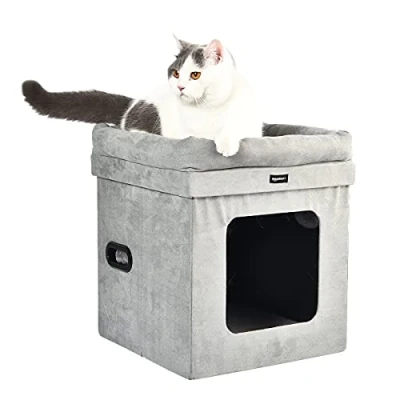Afbeelding van Amazon Basics Kattenhuis, opvouwbaar, 38 x 43 cm, grijs
