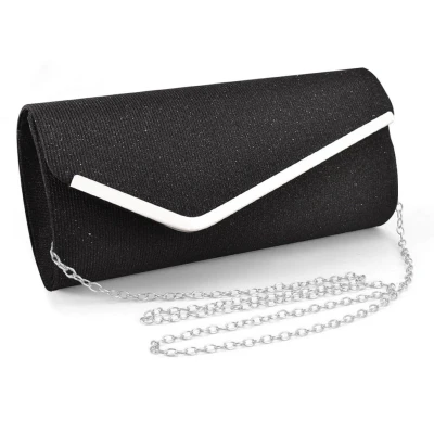 Afbeelding van TOFBS Handtas Dames Clutch Kettingtas Glitter Avondtas Elegante Envelop Tas Crossbody Kleine Bruidstas voor Bruiloft Feest Banket Vakantie (Zwart)
