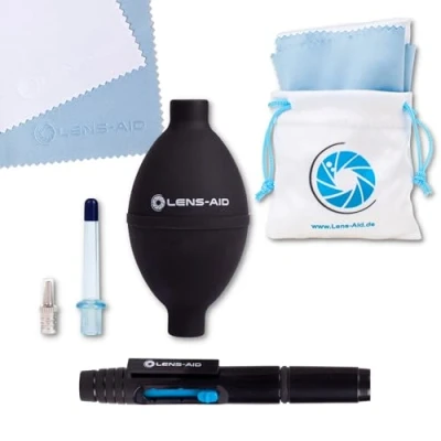 Afbeelding van Grote powerblaasbalg met twee sproeiers voor het reinigen van lens, camera, sensor, DSLR, toetsenbord, look, extra sterk, veel druk Lens Aid Air Blower (set 3 (blaasbalg, pen, doekjes))