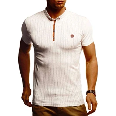 Afbeelding van Leif Nelson Zomer poloshirt korte mouwen heren T shirt kraag casual mannen poloshirts lang katoen voor shirt, beige, XL