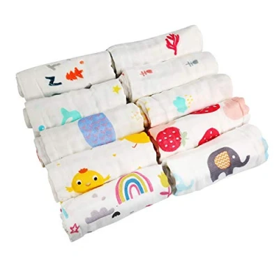 Afbeelding van LEADSTAR babywashandjes, baby badhanddoek, mousseline katoenen handdoek, zachte handdoek voor pasgeborenen, baby&#039;s, kinderen, 30 x cm, 10 stuks