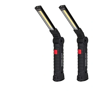 Afbeelding van KATSU Led werklamp, 2 stuks, draagbare USB oplaadbare zaklamp, inspectielampen, zaklamp met magnetische voet en haak, 360 draaibaar, 5 verlichtingsmodi, voor thuis, garage, werkplaats, camping,