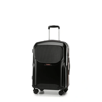 Afbeelding van WITTCHEN Reiskoffer Handbagage Cabinebagage Rolkoffer Harde schaal van polycarbonaat met 4 draaiwielen Cijferslot Telescopisch handvat Lady 2 Line Maat M Zwart