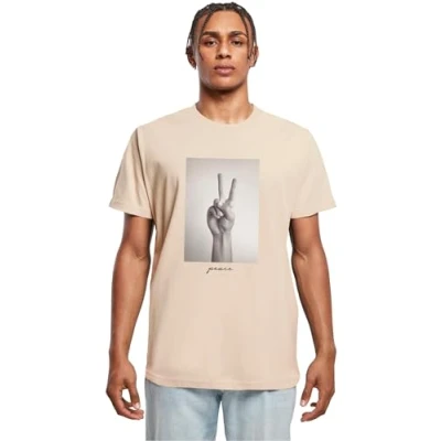 Afbeelding van Mister Tee Peace SIGN Tshirt print, Heren, Maat: XS, Sand