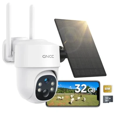 Afbeelding van GNCC 2K camera Beveiliging Buiten met Recorder, Bewakingscamera Draadloos Solar, Mobiele CCTV Simkaart, PIR Bewegingsdetectie, 2 Wegs Audio, Nachtzicht in Kleur, 360 bewaking, IP65