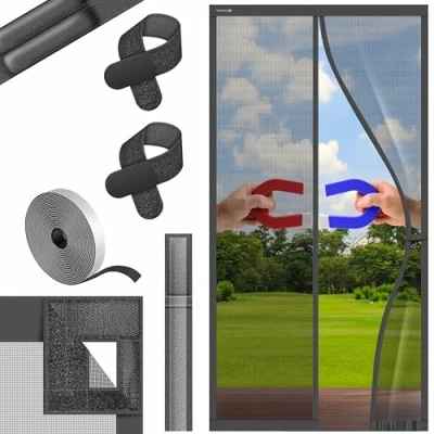 Afbeelding van KESSER® Magnetisch vliegengaas deur insectenbescherming magneetgordijn deurgordijn beschermingsrooster met kinderlijk eenvoudige incl. kleefmontage voor balkondeur terrasdeur kelderdeur montage