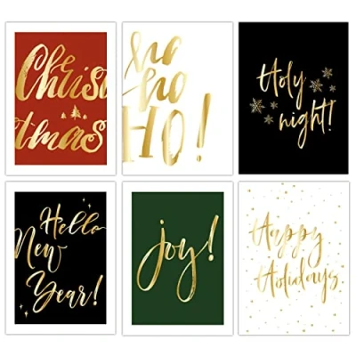 Afbeelding van Kerstkaartenset 12 liefdevol ontworpen ansichtkaarten voor Kerstmis kunstdruk om te versturen, pakketten versieren en verzamelen wenskaart Big Words Set 20