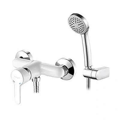 Afbeelding van Ibergrif M12022W Douchekraan, Douchekraan Set, met Handdouche, Doucheslang, Eenvoudig te Installeren, Chroom, Wit