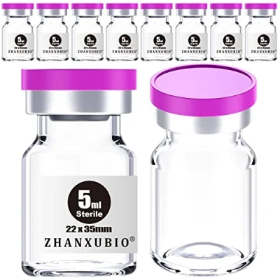 Afbeelding van ZHANXUBIO Steriele lege flesjes met zelfgenezende injectiepoort en aluminium plastic dop, steriel pakket (5 ml helder 10 stuks)