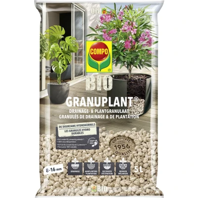 Afbeelding van COMPO Bio Granuplant 100% natuurlijke hydrokorrels plant &amp; drainagegranulaat duurzaam alternatief voor kleikorrels zak 5L