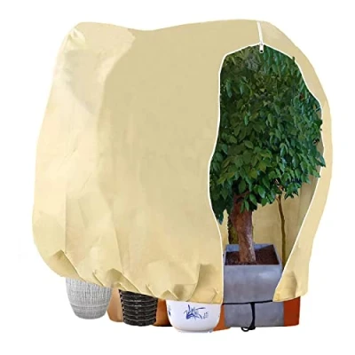 Afbeelding van LINSOCLE potplantenzak, vorstbescherming planten, winterbescherming voor winterbescherming, beschermkap met trekkoord houdt de wind en sneeuw (180 x 120 cm)