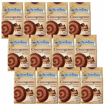 Afbeelding van MULINO BIANCO Cioccograno Italiaanse koekjes gemaakt van volkorenmeel en pure chocolade 330g x 12 pakketten (Cioccograno, x12)