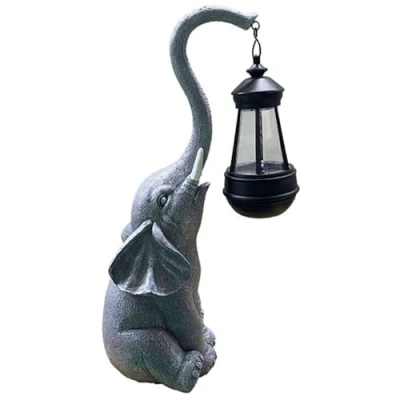 Afbeelding van Olifant led zonnelantaarn, warmwit, incl. accu, tuinlamp, zonnelamp, lantaarn, zon