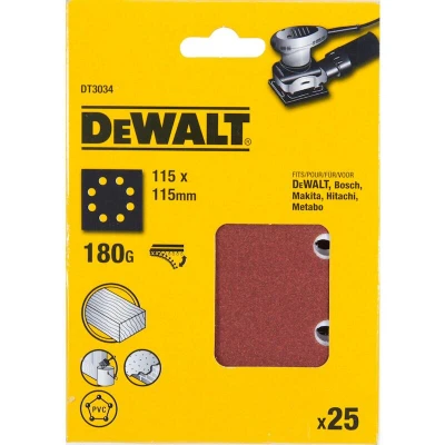 Afbeelding van DeWalt Accessoires Schuurpapier 1/4, 115x115mm, geperforeerd, velcro, K180 DT3034 QZ