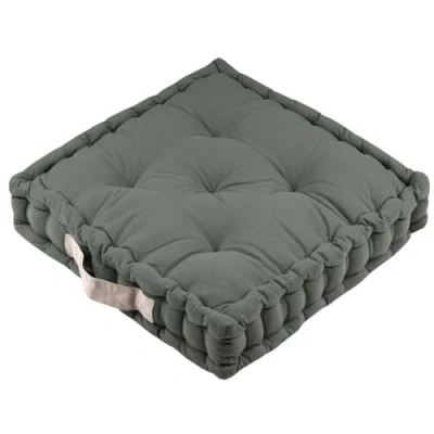 Afbeelding van Stof Textile Vloerkussen DUO olijfgroen katoen 45 x 10 cm vierkant extra dik zitplaatsen spelen gamen relaxen