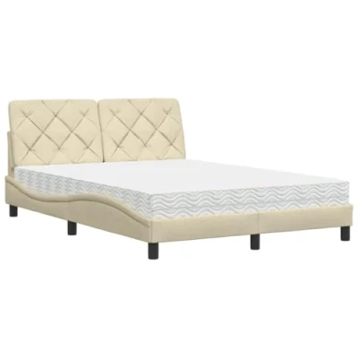 Afbeelding van vidaXL Bed met matras stof crèmekleurig 120x200 cm