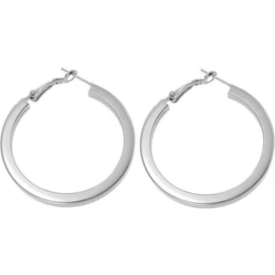 Afbeelding van Behave Oorring oorringen oorbellen metaal zilver kleur 4 cm diameter