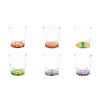 Afbeelding van Excelsa Lissabon, set van 6 glazen met versierde bodem, 340 ml, diameter 8 cm, glas