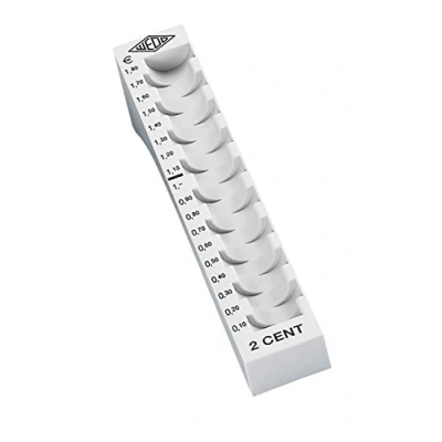 Afbeelding van Wedo 160700237 muntgroef (0,02 euro, 2 cent, kunststof voor 90 munten met markeringen 18 x 4,5 3,2 cm) lichtgrijs