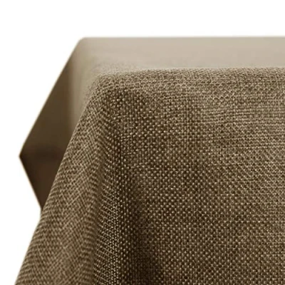 Afbeelding van Deconovo Linnen Tafelkleed Waterafstotend Afneembaar Tafeldoek Bescherming in Polyester Lotuseffect Stof voor Eettafel Feest Taupe 150x300cm