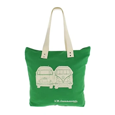 Afbeelding van BRISA VW Collection Volkswagen T1 Bus Transporter Canvas Shopper Zak Groene