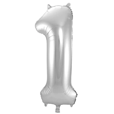 Afbeelding van Folat Folieballon Cijfer 1 Zilver 86 cm