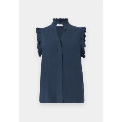 Afbeelding van Selected Femme Slfviva Sl Sun Ruffle Top Noos, Dark Sapphire, 38