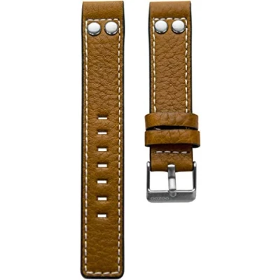 Afbeelding van Oozoo horlogeband lederen band met gesp, Cognac/klinknagel, 18 EU, Riemen.