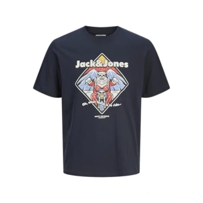 Afbeelding van Jack &amp; Jones XMAS Rundhalsausschnitt Tshirt print, Heren, Maat: Small, Sky captain