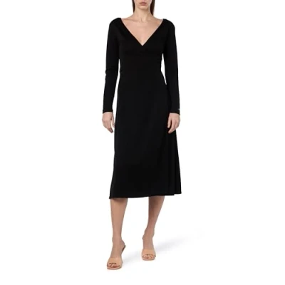 Afbeelding van Tommy Hilfiger WRAP MIDI Dress Jerseyjurk, Dames, Maat: Large, Black