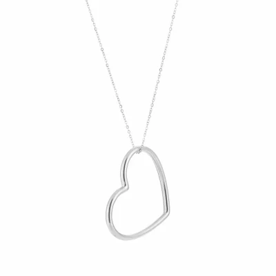 Afbeelding van Bijoutheek Collier Open Hart Groot Zilver