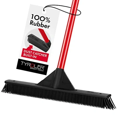 Afbeelding van Tyroler Bright Tools 2022 100% rubberen bezem met een plat mes voor fijn stof, multi Surface anti haar bezem, tapijtrek 6 rijen kras borstelharken, industriële vloer en tapijtrechter