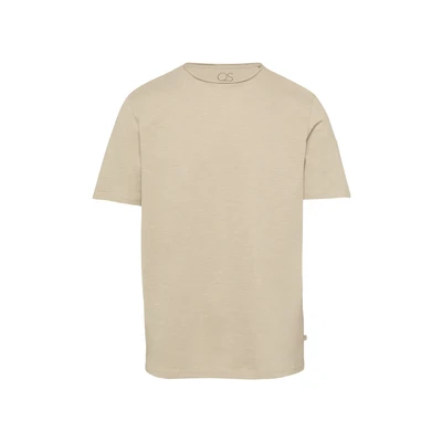 Afbeelding van QS MIT Flammstruktur Tshirt basic, Heren, Maat: XL, Beige