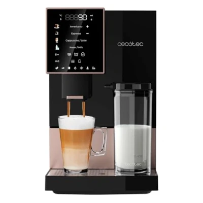 Afbeelding van Cecotec Superautomatisch koffiezetapparaat Cremmaet Compactccino Black Rose, 19 bar, thermoblock systeem, vers gemalen bonen plug &amp; play, 150 g koffiebonentankmolen, 1,1 l watertank, 400 ml melk