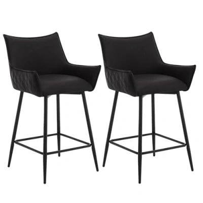 Afbeelding van WOLTU Set van 2 barkrukken, barstoel met rugleuning, armleuningen, voetensteun, kruk kunstleren bekleding, ergonomische gestoffeerde kruk, keukenkruk, modern, voor bar, keuken, eetkamer,