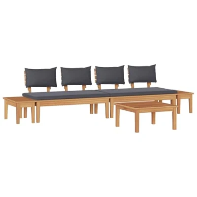 Afbeelding van vidaXL 5 delige Tuin Eetset Massief Hout Teak