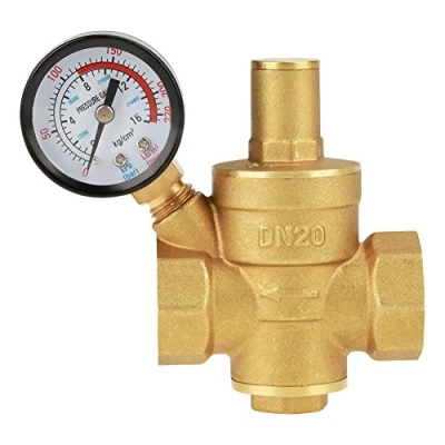Afbeelding van Drukregelaar, DN20 3/4 inch messing waterdrukregelaar verstelbare drukregelaar ventieldraad met meter 1,6 MPa