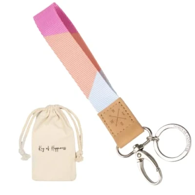 Afbeelding van Things of Happiness Korte lanyard met sleutelring en karabijnhaak voor dames heren Elegante sleutelhanger van Kleines Cadeau verjaardagen, Valentijnsdag, Kerstmis (blauw/wit)