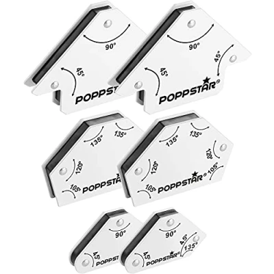 Afbeelding van Poppstar Lasmagneet Set (Hoeken 45, 90, 135, 30, 60, 75) 2x Magnetische Lashoek Klein, Pijlvormige Magneethoek Groot, Multi Hoek Magneten