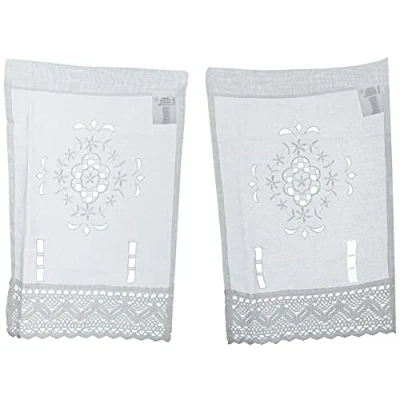 Afbeelding van Home fashion VENSTER BEELDEN LINNENSTRUCTUUR geperforeerd borduurwerk, stof, wit, 45 x 30 cm, 2