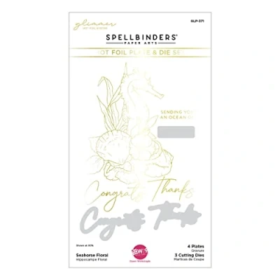 Afbeelding van Spellbinders Seahorse Floral Glimmer Hot Foil Plate &amp; Die Set (GLP 371) (DISCONTINUED)