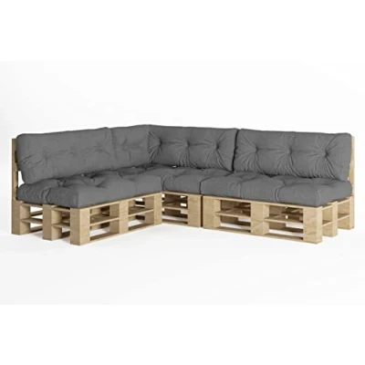 Afbeelding van Chilly Pilley Palletkussen Schuimvlokken Palletmeubels Palletbank Rugleuning Zitkussen Zijkussenset (Set Van 7 Grijs)
