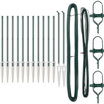 Afbeelding van vidaXL hek palen met spike 13 stuks Ø32 mm 120 cm gegalvaniseerd staal