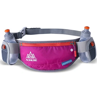 Afbeelding van AONIJIE Heren/Vrouwen Verstelbare Running Hydratatie Riemen Flessenhouder Riem Fanny Pack Taille Packs met 2 170ML Waterflessen (Rose Rood+2 stks Waterfles)