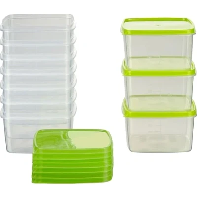 Afbeelding van MiraHome Set van 10 voedseldozen 0,5 liter diepvriesdozen vierkant Oostenrijkse kwaliteit (groen, 11 x 6,4 cm, l)