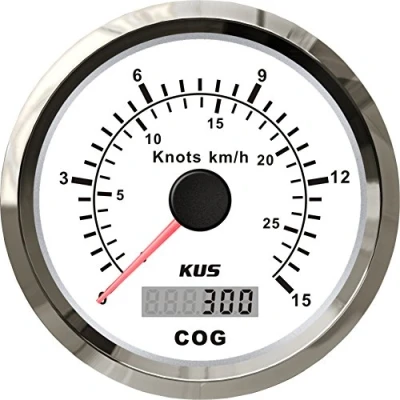 Afbeelding van KUS GPS Snelheidsmeter 15Knots 28KM/H voor Bootjachten 85mm met Backlight (wit)