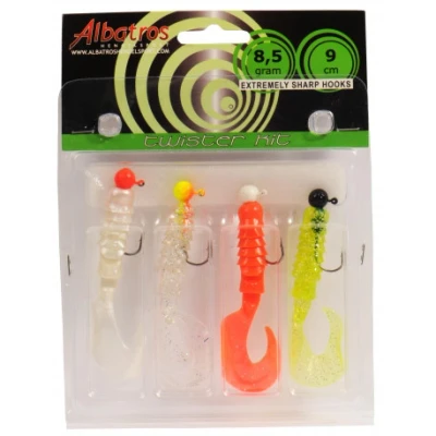 Afbeelding van Albatros Twisterkit Baits 9 cm 5 g Rood Wit Geel 4 stuks Roofvis