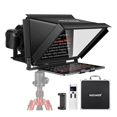 Afbeelding van NEEWER X12 Aluminium Teleprompter met RT 110 afstandsbediening (aangesloten via Bluetooth op App) &amp; draagtas, compatibel iPad, iOS/Android tablets, smartphones, DSLR&#039;s (zwart)